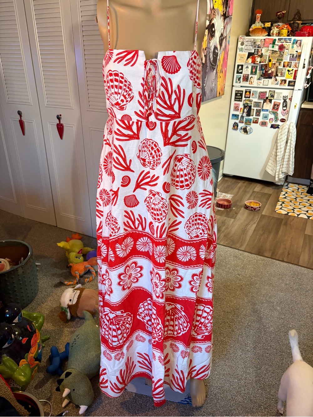 Calypso St Barth Linen Blend Maxi Dress Seashell Design M